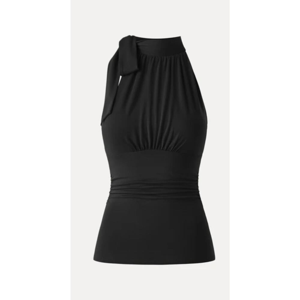 OGL Move Womens Size XS High Tie Neck Sleeveless Tank Top Black Athleisure NEW